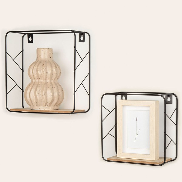 Hyllyt Max Home Rauta Puu MDF 25 x 25 x 10 cm (6 osaa)