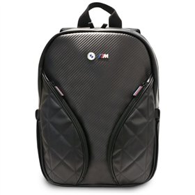 BMW Carbon Pockets & Metal Logo - 16" Notebook Backpack (Black)