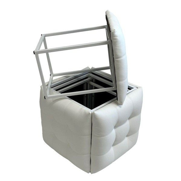 Taburečių rinkinys GO GIFT Transformer Balta Oda Plienas 50 x 50 x 50 cm Fotelis 5 viename 5 vnt.