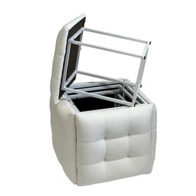 Set of stools GO GIFT Transformer Valkoinen Nahka Teräs 50 x 50 x 50 cm Pehmustettu istuin 5 yhdessä 5 osaa