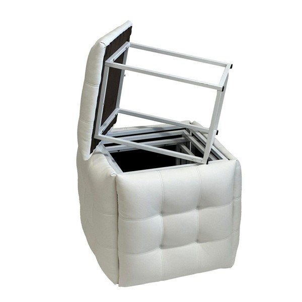 Taburečių rinkinys GO GIFT Transformer Balta Oda Plienas 50 x 50 x 50 cm Fotelis 5 viename 5 vnt.