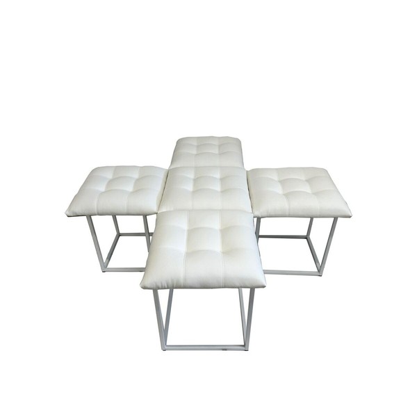 Набор табуретов GO GIFT Transformer Белый Кожа Сталь 50 x 50 x 50 cm Пуф 5-в-1 5 штук