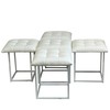 Taburečių rinkinys GO GIFT Transformer Balta Oda Plienas 50 x 50 x 50 cm Fotelis 5 viename 5 vnt.