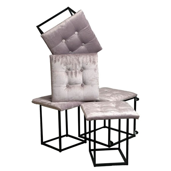 Набор табуретов GO GIFT Transformer Розовый Велюр Сталь 50 x 50 x 50 cm Пуф 5-в-1 5 штук