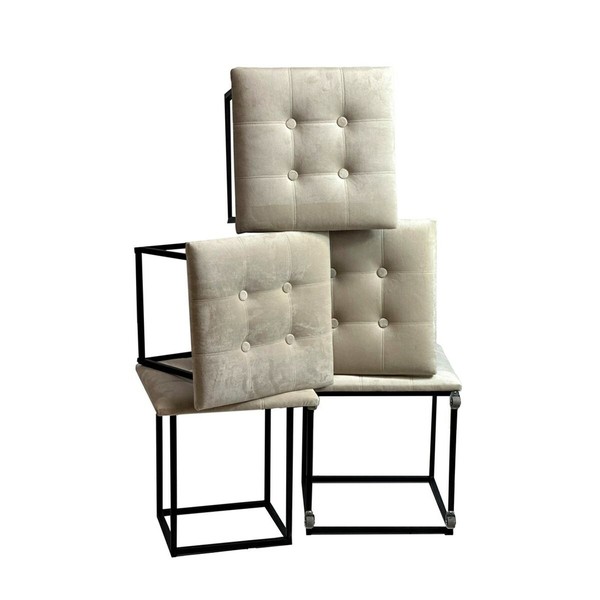 Set of stools GO GIFT Transformer Kerma Sametti Teräs 50 x 50 x 50 cm Pehmustettu istuin 5 yhdessä 5 osaa