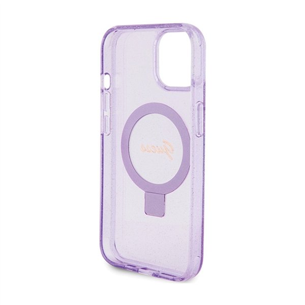 Guess Ring Stand Script Glitter MagSafe - iPhone 15 Plus Case (Purple)