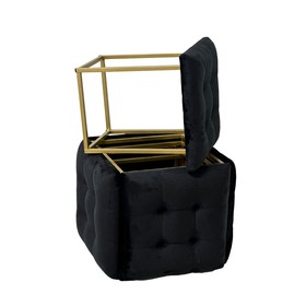 Taburečių rinkinys GO GIFT Transformer Juoda Aksomas Plienas 50 x 50 x 50 cm Fotelis 5 viename 5 vnt.