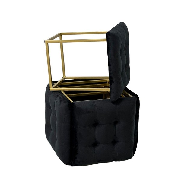 Set of stools GO GIFT Transformer Musta Sametti Teräs 50 x 50 x 50 cm Pehmustettu istuin 5 yhdessä 5 osaa