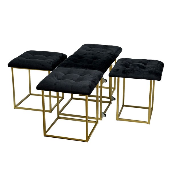 Taburečių rinkinys GO GIFT Transformer Juoda Aksomas Plienas 50 x 50 x 50 cm Fotelis 5 viename 5 vnt.