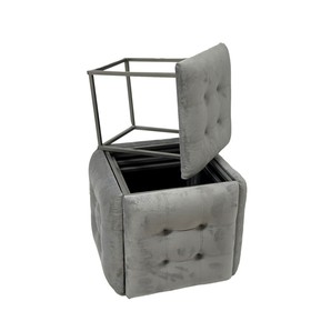 Set of stools GO GIFT Transformer Harmaa Sametti Teräs 50 x 50 x 50 cm Pehmustettu istuin 5 yhdessä 5 osaa