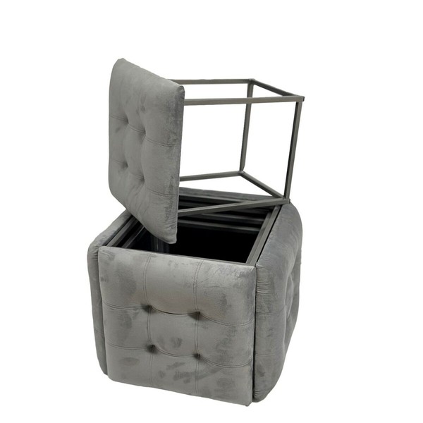 Taburečių rinkinys GO GIFT Transformer Pilka Aksomas Plienas 50 x 50 x 50 cm Fotelis 5 viename 5 vnt.