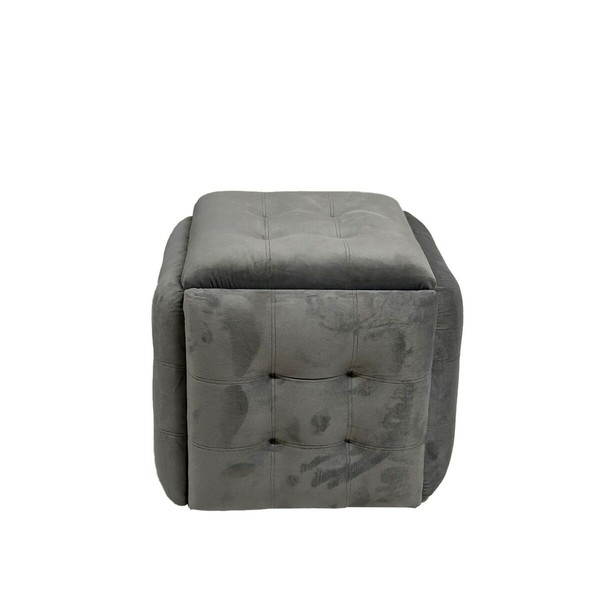 Taburečių rinkinys GO GIFT Transformer Pilka Aksomas Plienas 50 x 50 x 50 cm Fotelis 5 viename 5 vnt.