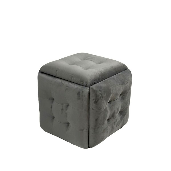 Set of stools GO GIFT Transformer Grey Velvet Steel 50 x 50 x 50 cm Pouffe 5-in-1 5 Units