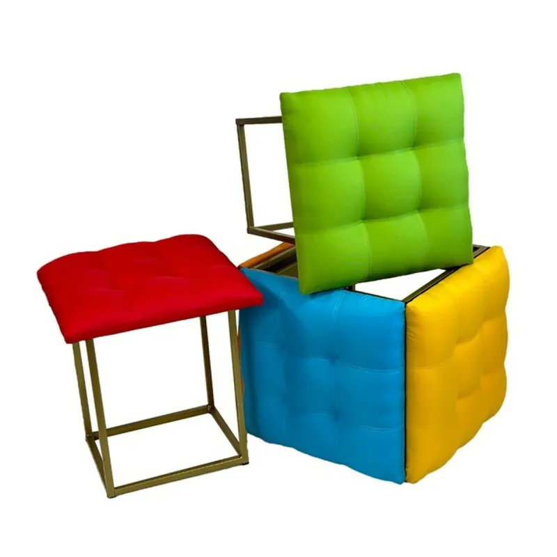 Taburečių rinkinys GO GIFT Transformer Spalvotas Oda Plienas 50 x 50 x 50 cm Fotelis 5 viename 5 vnt.