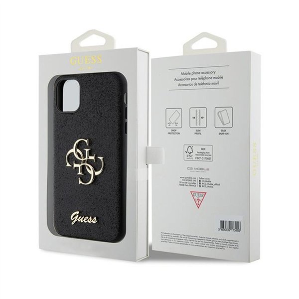 Guess Glitter Script Big 4G - iPhone 11 Case (black)