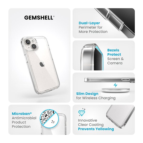 Speck Gemshell - Case iPhone 16e / iPhone 15 / iPhone 14 / iPhone 13 (Clear)