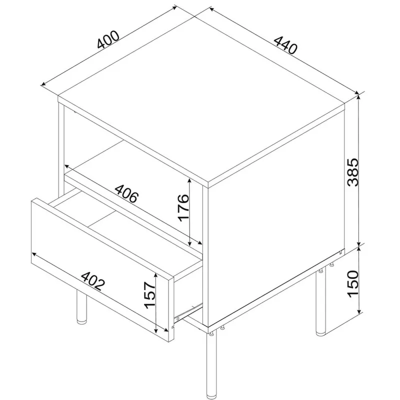 Yöpöytä Cama Meble TRESSE 400090