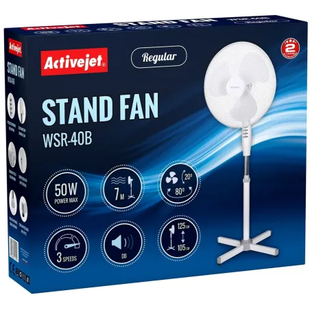 Pastatomas ventiliatorius Activejet WSR-40B Balta Pilka Sidabras 50 W