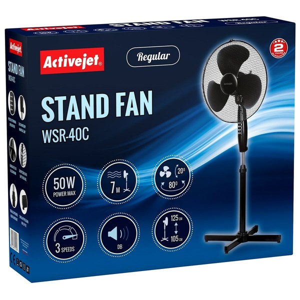 Pastatomas ventiliatorius Activejet WSR-40C Juoda Sidabras 50 W