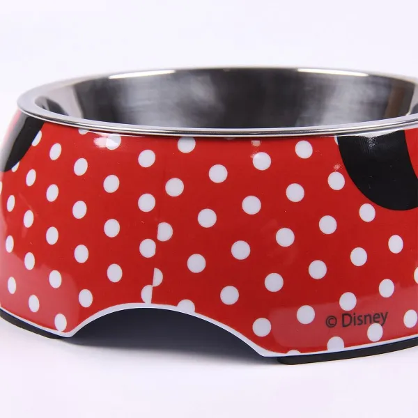 Dog Feeder Minnie Mouse Red Melamin 180 ml Black Metal