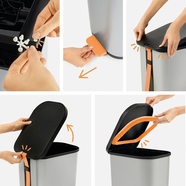 Atkritumu tvertne Rotho Ribo Silver Sudrabs Plastmasa 35 L