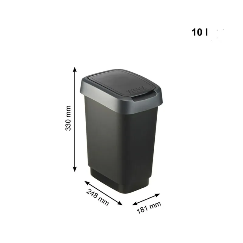 Waste bin Rotho Twist Silver Silver Plastic 10 L