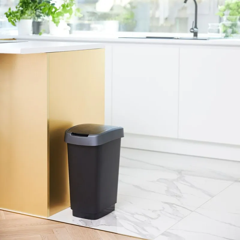 Waste bin Rotho Twist Silver Silver Plastic 10 L