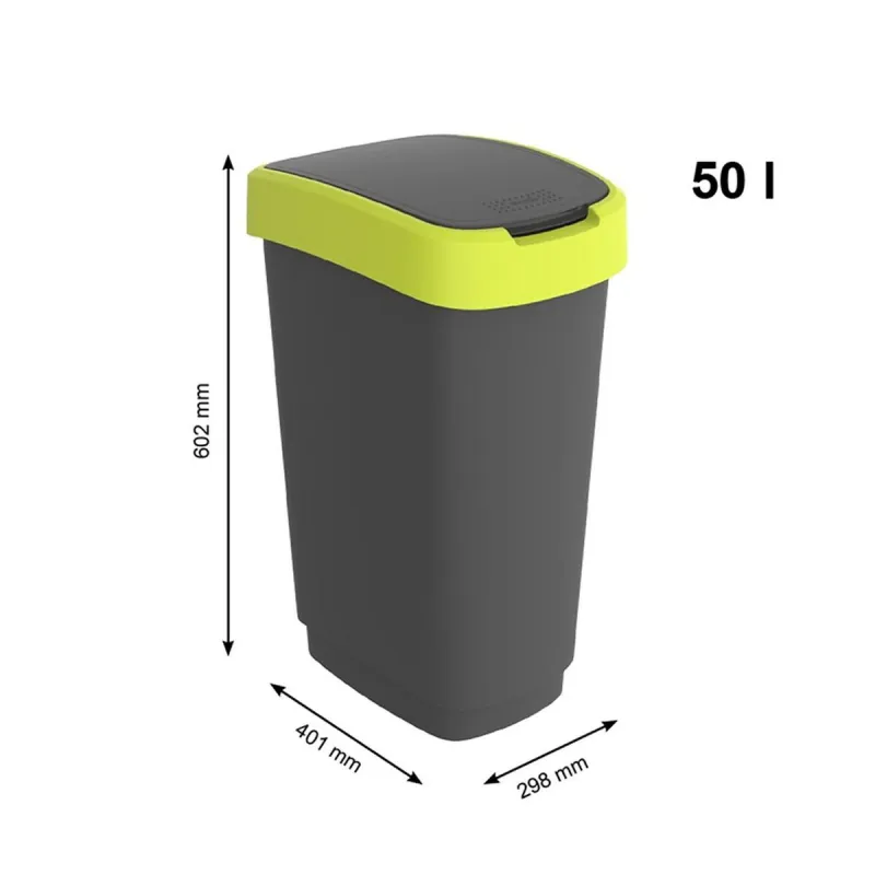 Šiukšlių dėžė Rotho Twist Lime Plastmasinis 50 L