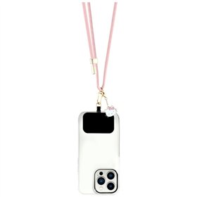 Hello Kitty Patch & Kitty Head Charm - Universal Phone Strap / Lanyard (Pink)