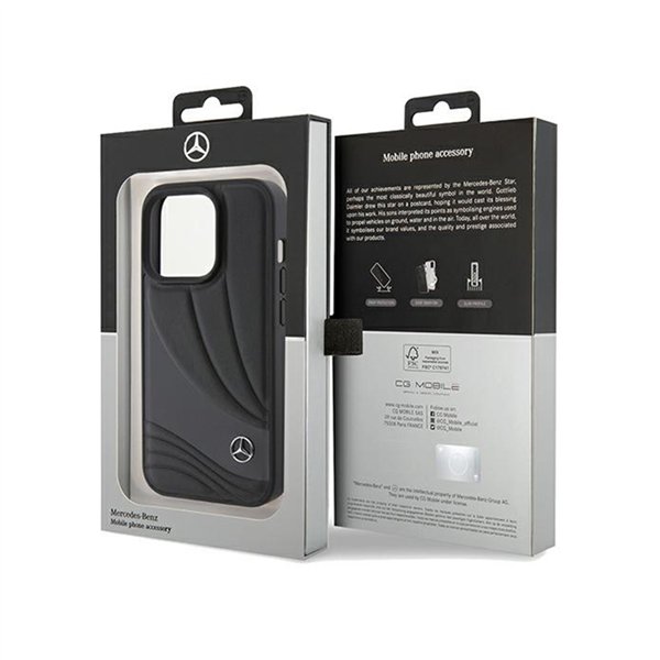 Mercedes Leather Wave Pattern - Case for iPhone 15 Pro (Black)