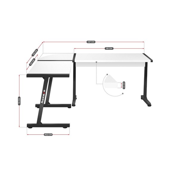 Письменный стол Huzaro HZ-Hero 6.0 Белый Сталь Углеволокно 178 x 4 x 112 cm