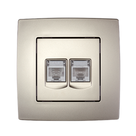 CITY COMPUTER SOCKET (DOUBLE), CHAMPAGNE METALLIC