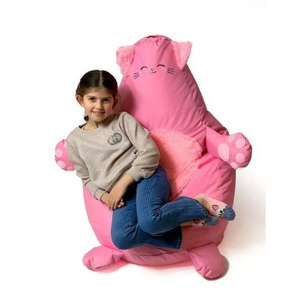 Pehmustettu istuin GO GIFT Pinkki Oxford Kissa 105 x 80 cm