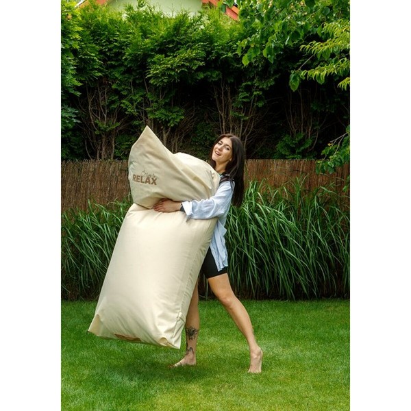Pouffe GO GIFT Beige Oxford tejido antidesgarros