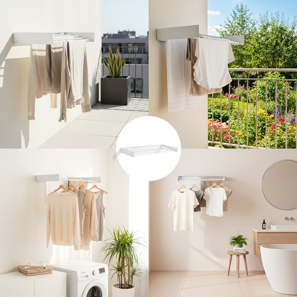 Foldable Extendable Retractable Wall Clothes Drying Rack Dryva 100 InnovaGoods