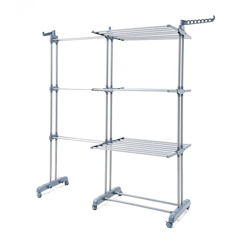 Foldable Vertical Extendable Clothes Drying Rack with Wheels Dolver XL InnovaGoods 30 Bars