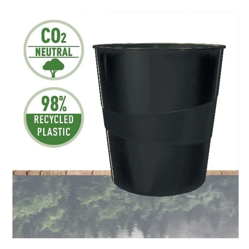 Rubbish bin Leitz Black Recycled plastic Recyclable 15 L (1 Unit)