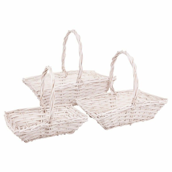 Basket set Alexandra House Living White wicker Willow wood 3 Pieces
