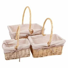 Basket set Alexandra House Living White Natural wicker Willow wood 3 Pieces