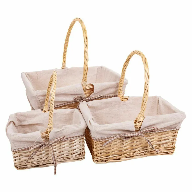 Basket set Alexandra House Living White Natural wicker Willow wood 3 Pieces