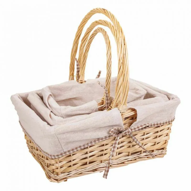 Basket set Alexandra House Living White Natural wicker Willow wood 3 Pieces