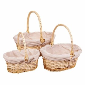Basket set Alexandra House Living White Natural wicker Willow wood 3 Pieces