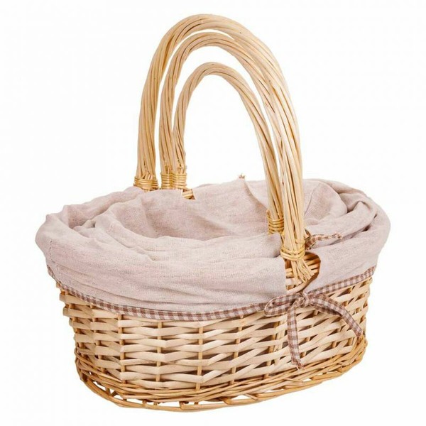 Basket set Alexandra House Living White Natural wicker Willow wood 3 Pieces