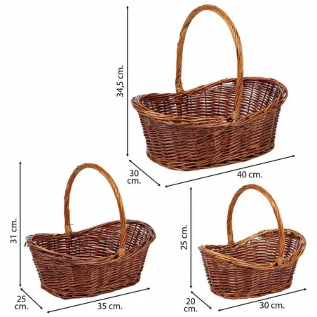Basket set Alexandra House Living Brown wicker Willow wood 3 Pieces