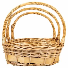 Basket set Alexandra House Living White Natural wicker Willow wood 3 Pieces