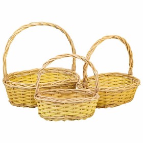 Basket set Alexandra House Living Yellow Natural wicker Willow wood 3 Pieces