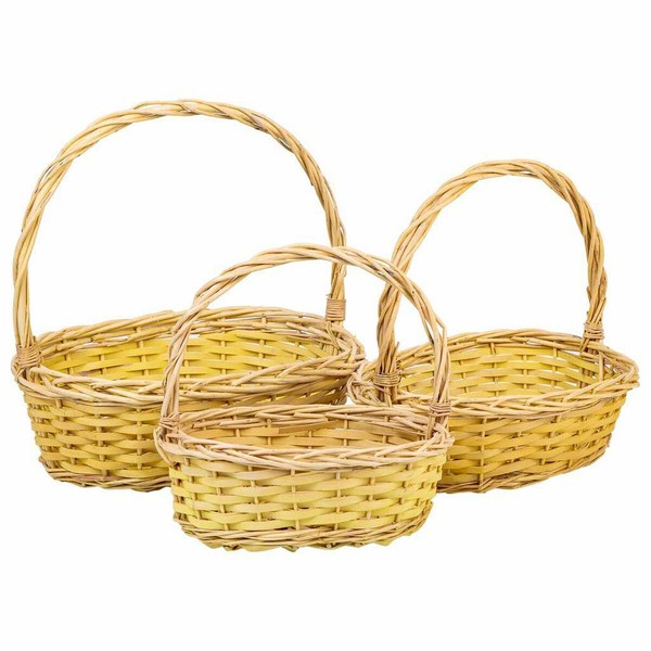 Basket set Alexandra House Living Yellow Natural wicker Willow wood 3 Pieces