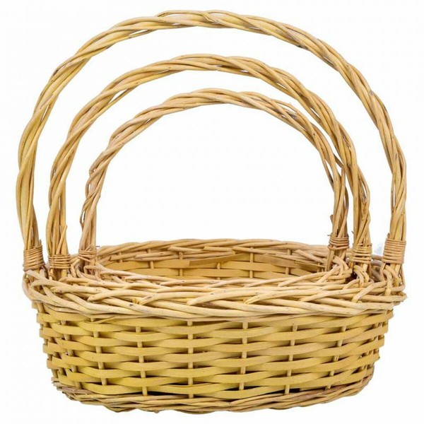 Basket set Alexandra House Living Yellow Natural wicker Willow wood 3 Pieces