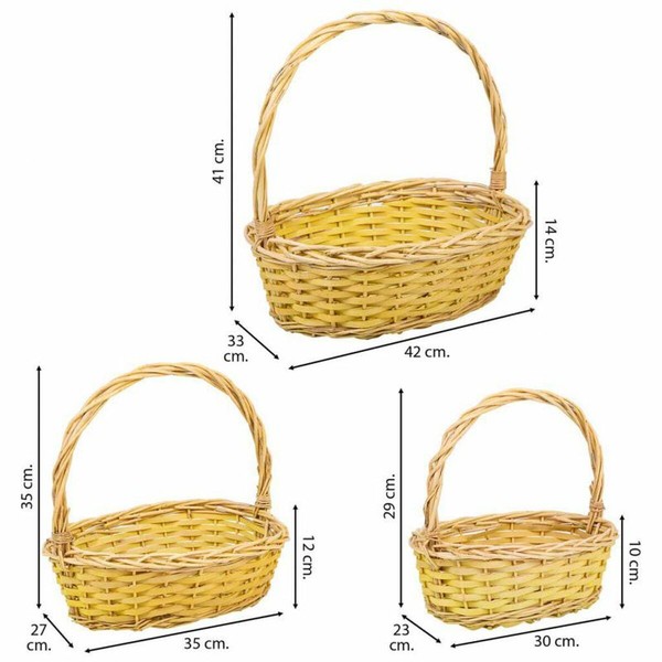 Basket set Alexandra House Living Yellow Natural wicker Willow wood 3 Pieces