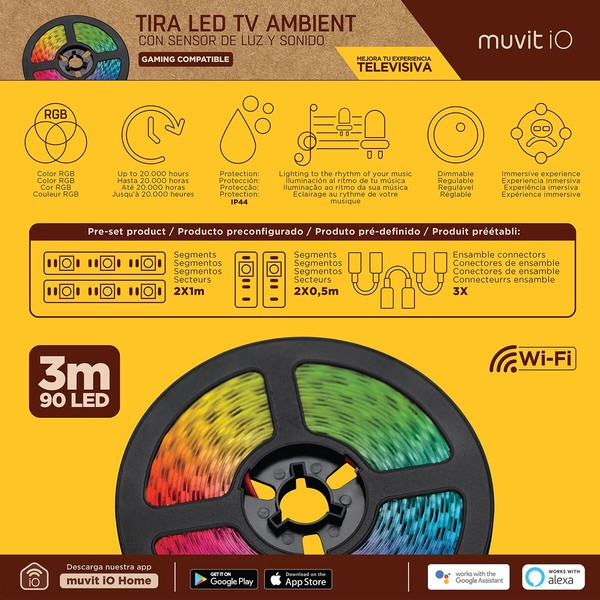 LED juostos Muvit iO Juoda 30 cm 3 m